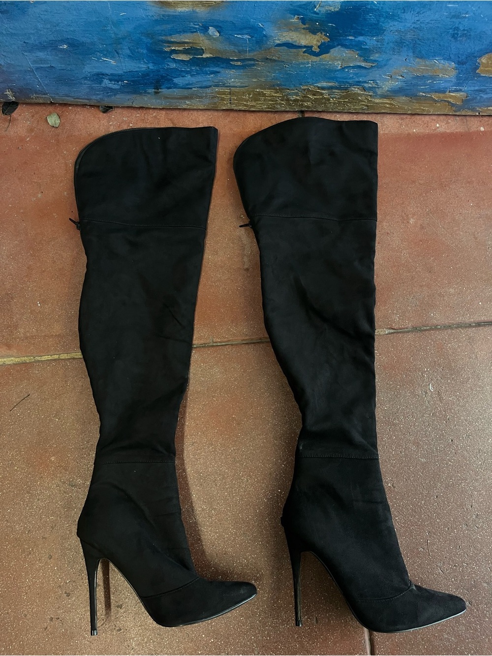 Black Over-the-Knee Stiletto Boots — Women's Tall Stretch Shaft